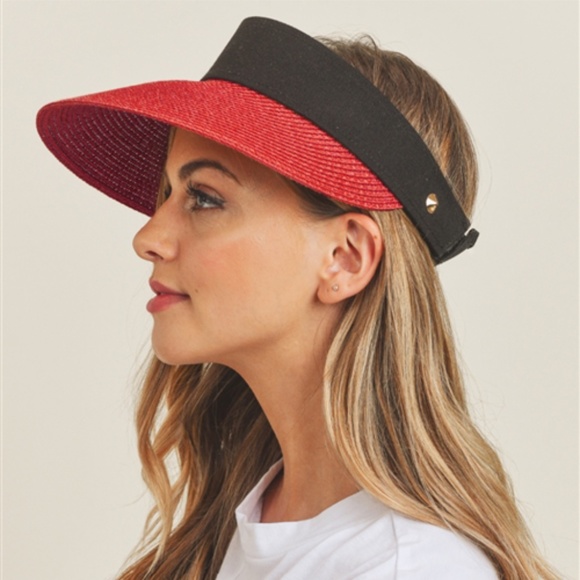 #69 Red & Black Sun Visor hat - Picture 1 of 5